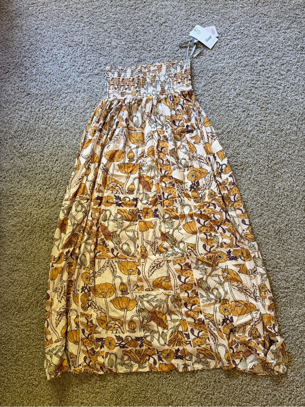 Maaji Cream Maxi Skirt with Mustard Floral Print - Large - NWT - Picture 7 of 7